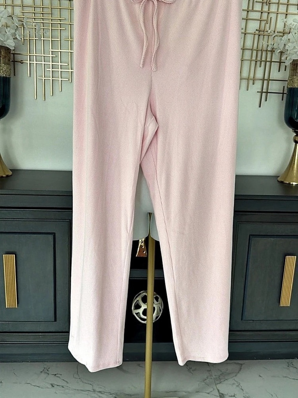 Free People Dream State Knit Ultra Wide Leg Lounge Pants Pink